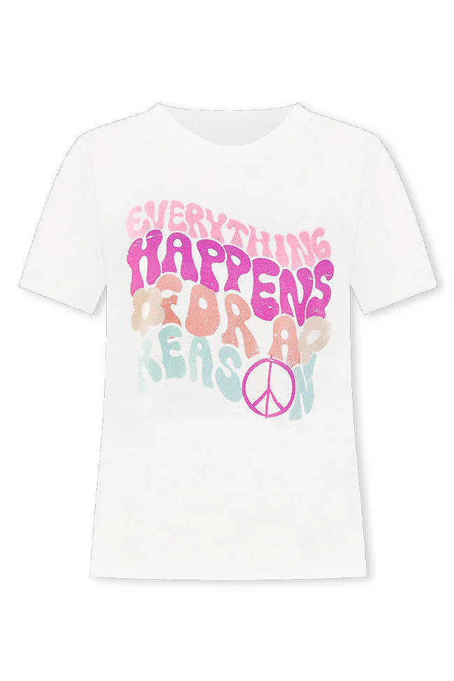 Everything Happens For A Reason Ivory Oversized Graphic Tee | Pink Lily