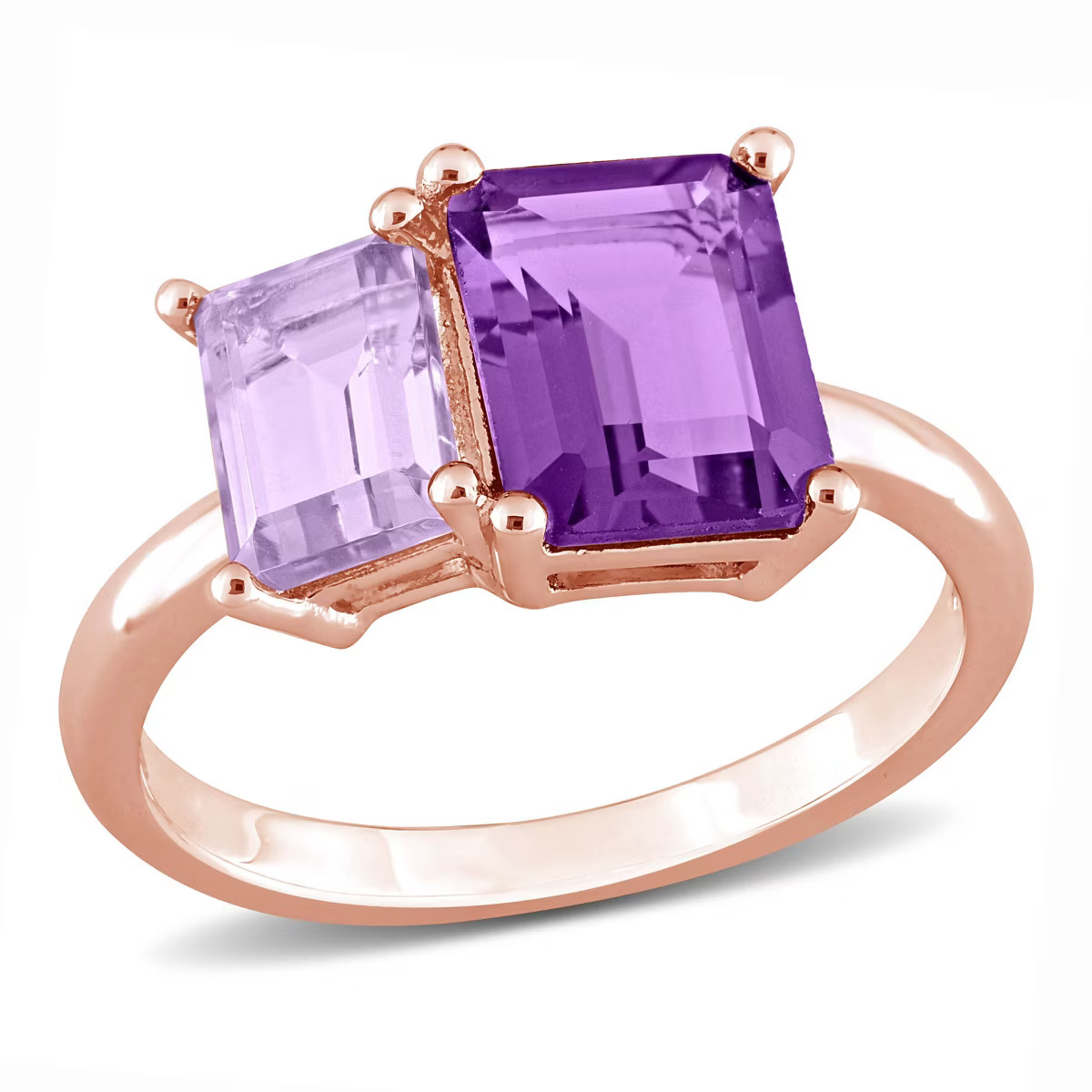 EVERLY JEWELRY | Rose Silver 3 1/10 ct TGW Octagon Amethyst and Pink Amethyst Ring | Target