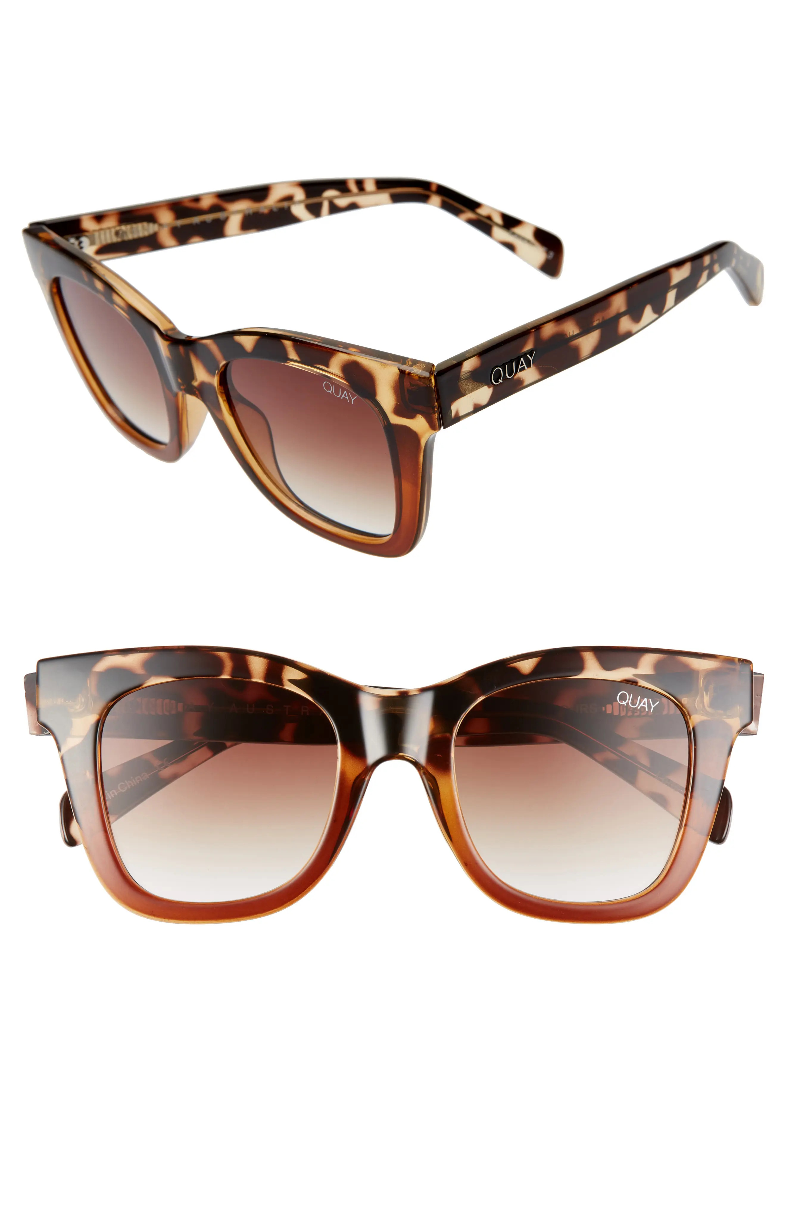 Women's Quay Australia After Hours 50mm Square Sunglasses - Tortoise/ Brown Fade | Nordstrom