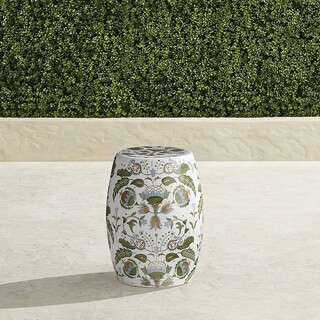 Melograna Handpainted Accent Stool & Ceramic Pomegranate Design for Indoor/Outdoor Use | Frontgate