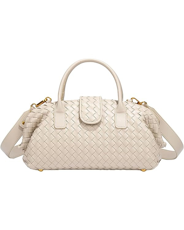 Woven Tote Bag Shell Purse for Women Trendy Faux Leather Shoulder Clutch Crossbody Handbag Woven ... | Amazon (US)