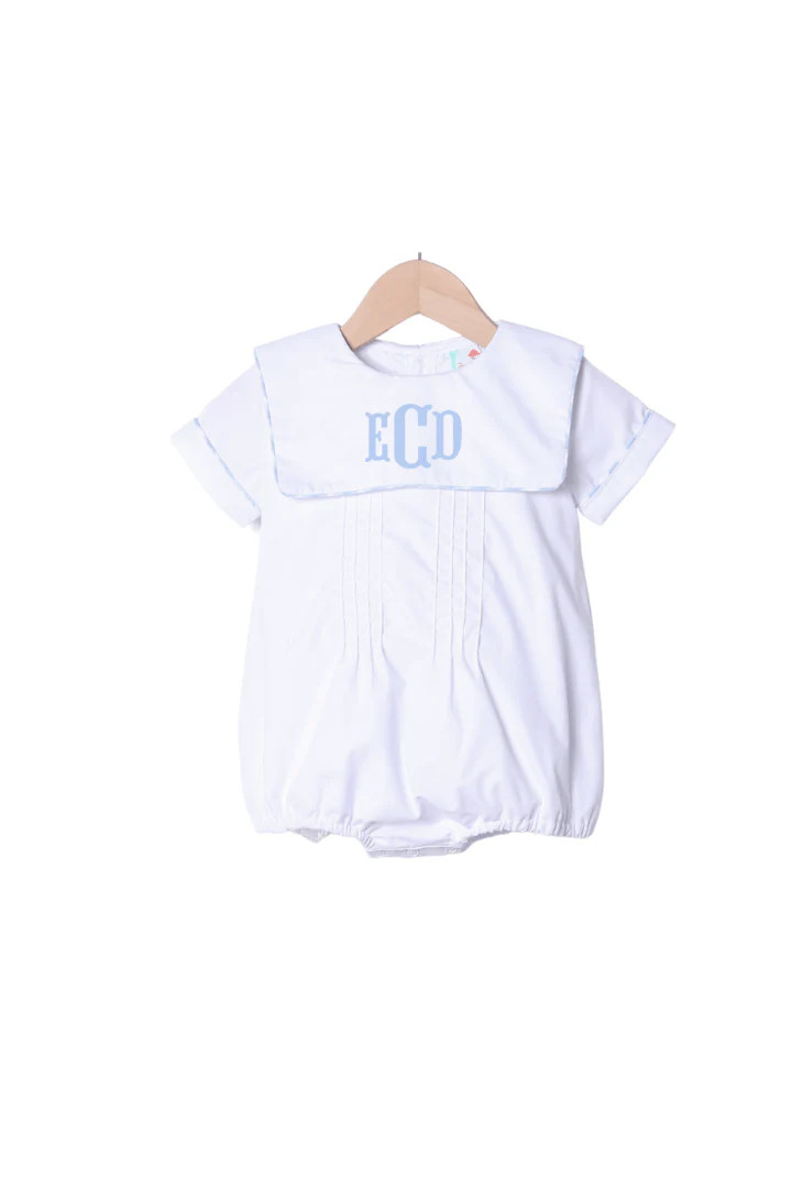 White Woven Bib Bubble | The Smocked Flamingo