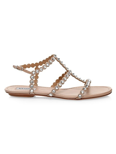 Tequila Crystal-Embellished Leather Flat Sandals | Saks Fifth Avenue