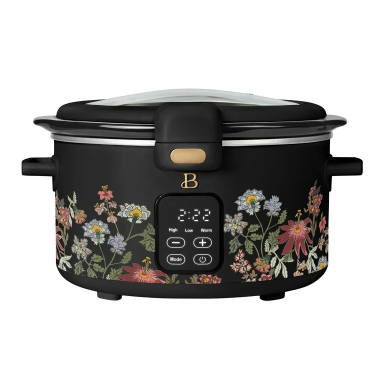 Beautiful 4 Qt Digital Slow Cooker with Hinged Locking Lid, Wildflower Black by Drew Barrymore | Walmart (US)