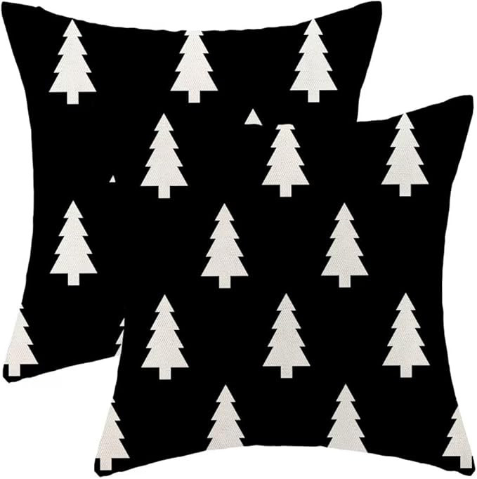 BETGINY Christmas Pillow Covers 18X18 Inch Pack of 2, Black and White Christmas Tree Geometric De... | Amazon (US)