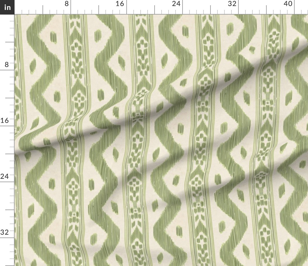 Fabric in Mariah Ikat Favorite Green | Spoonflower