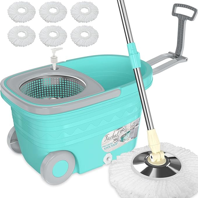 Spin Mop Bucket Floor Cleaning - Favbal Mop and Bucket with Wringer Set Spinning Mopping Buckets ... | Amazon (US)