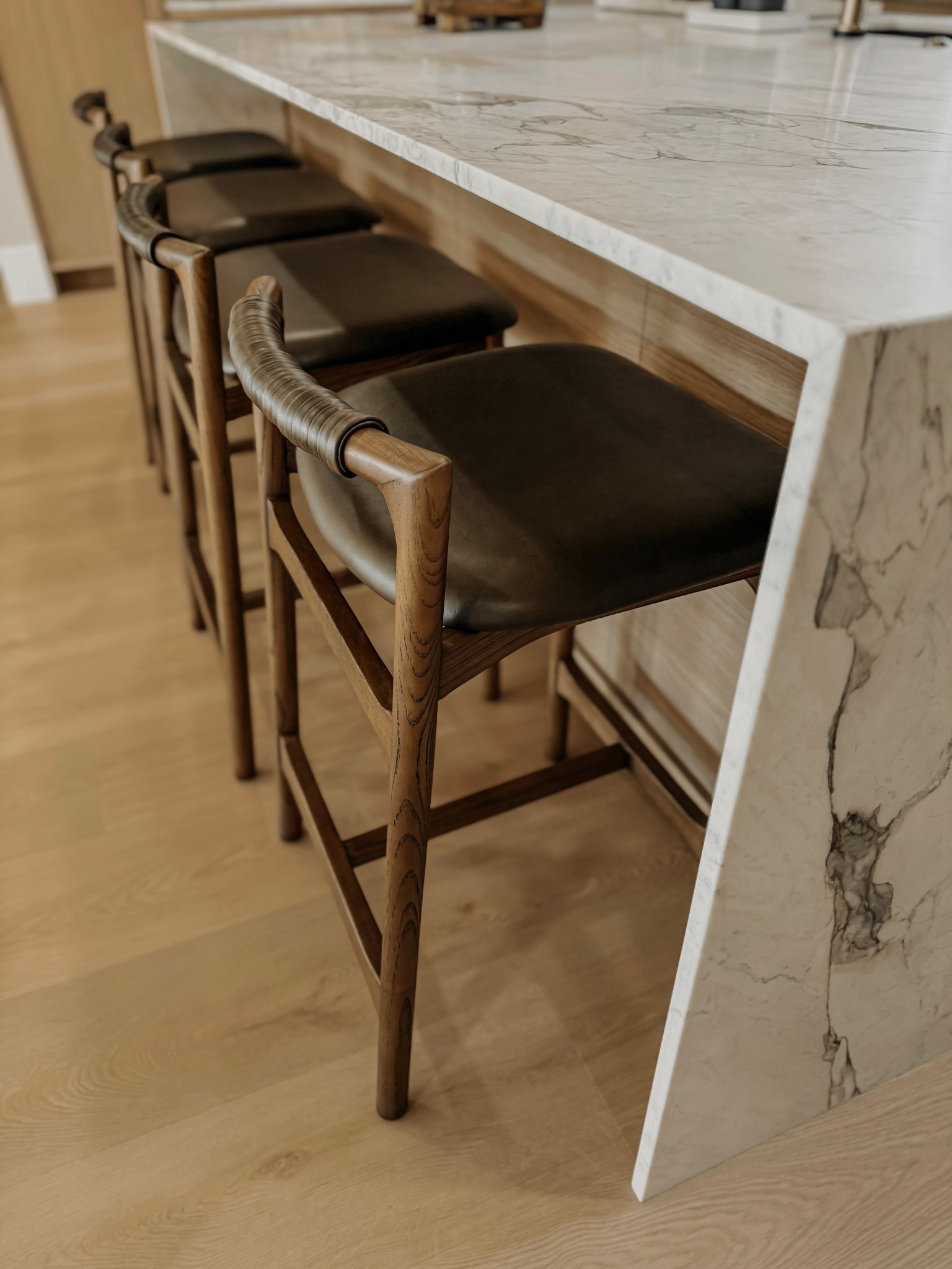 These stools from Lumens  couldn’t be more perfect! The leather is a deep olive/brown 🤎 Color: Dulane Moss

#LTKHome #LTKSaleAlert