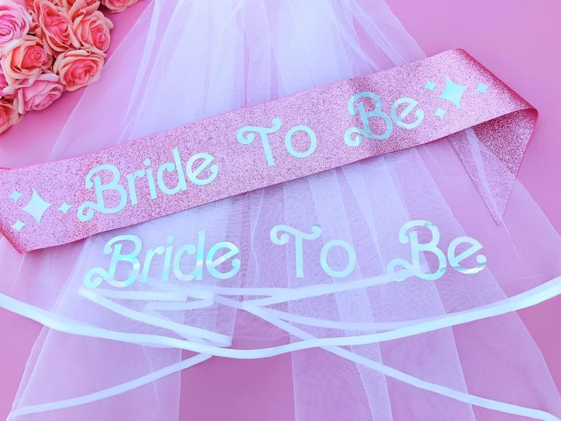 Bride to Be Sash Veil Hen Party Sash Sash for Bride Iridescent Foil Bachelorette Favors Bridal Ve... | Etsy (US)