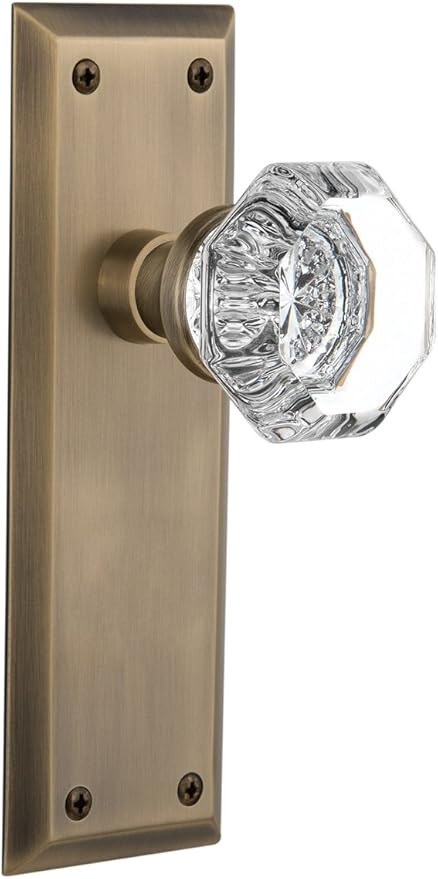 Nostalgic Warehouse New York Plate with Waldorf Crystal Knob, Privacy - 2.375", Antique Brass | Amazon (US)