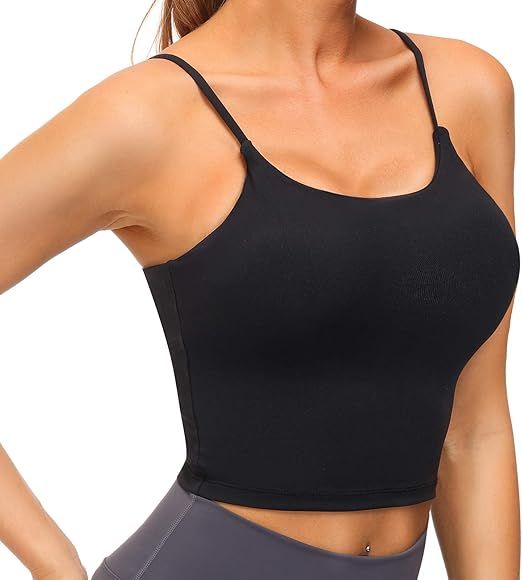 YADIFEN Women Padded Sports Bra Workout Fitness Running Camisole Athletic Cami Yoga Crop Tank Top | Amazon (US)