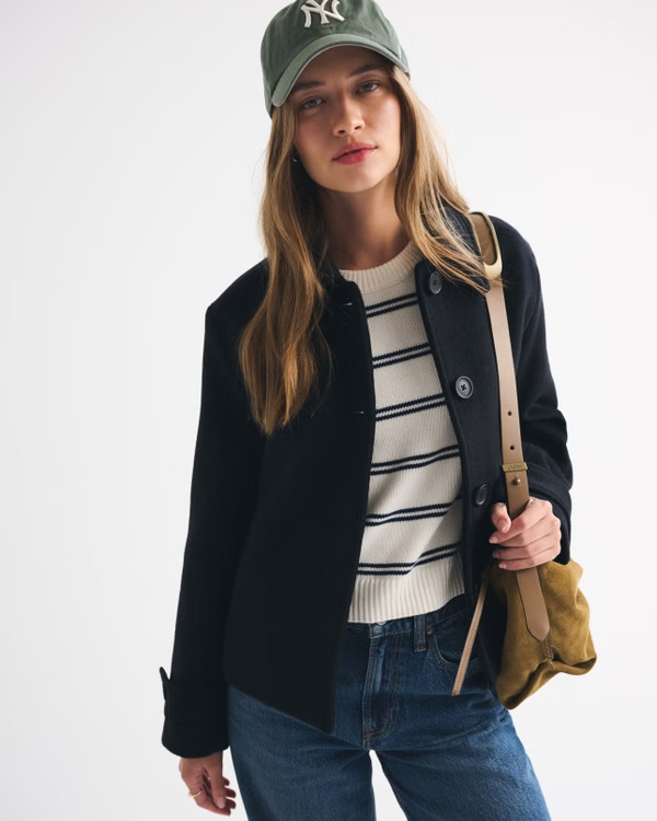 Short Wool-Blend Coat | Abercrombie & Fitch (US)