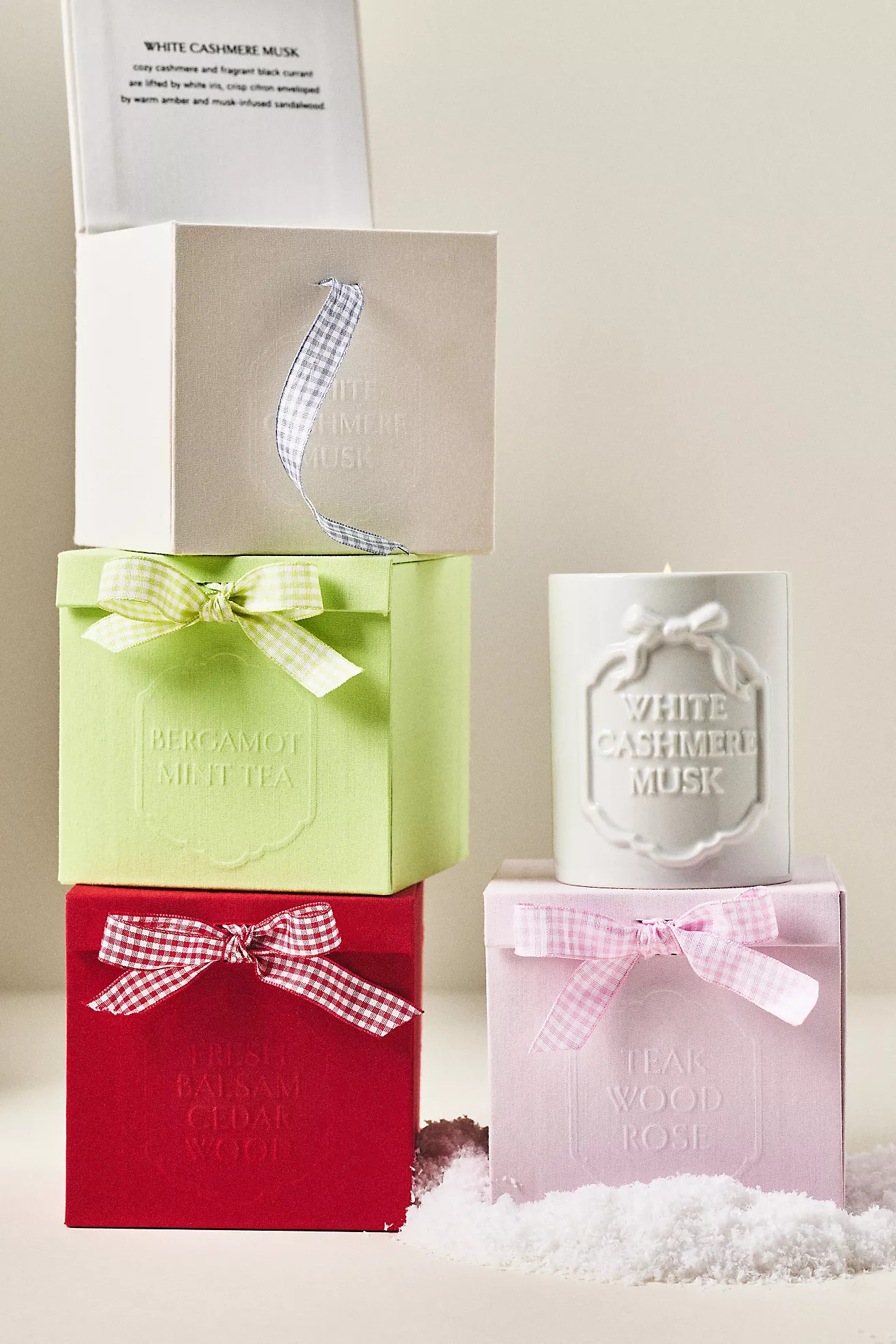 Gingham Bow Fresh Bergamot & Green Tea Ceramic Boxed Candle | Anthropologie (US)