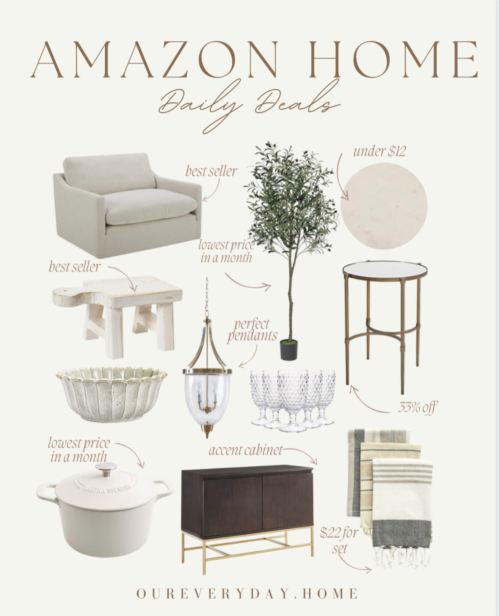 Amazon Daily Deals 
Kitchen pendants 
Accent chair 
Faux olive tree 
Accent table 
Marble charcuterie 
Coffee table decor 
Console table 
Kitchen accessories 

Amazon home decor, amazon style, amazon deal, amazon find, amazon sale, amazon favorite 

home office
oureveryday.home
tv console table
tv stand
dining table 
sectional sofa
light fixtures
living room decor
dining room
amazon home finds
wall art
Home decor 


#LTKunder50 #LTKsalealert #LTKhome