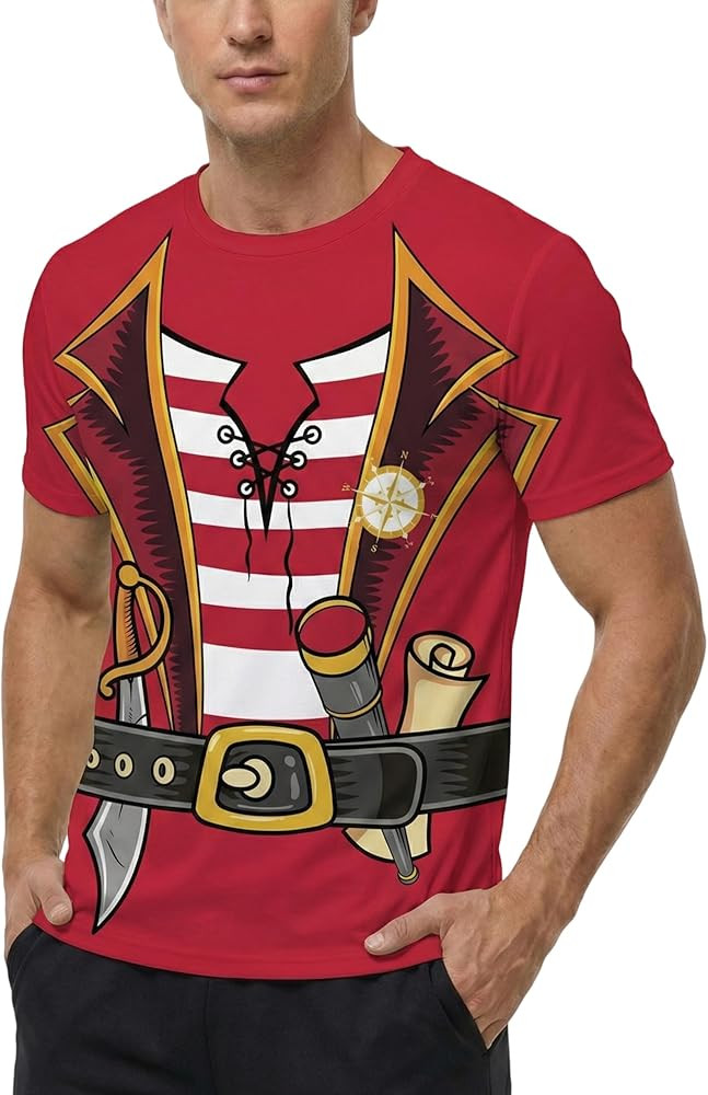 Pirate Costume T-Shirt Halloween Novelty Pirate Shirt Tee 3D Print Graphics Pirate Cruise Tshirts... | Amazon (US)