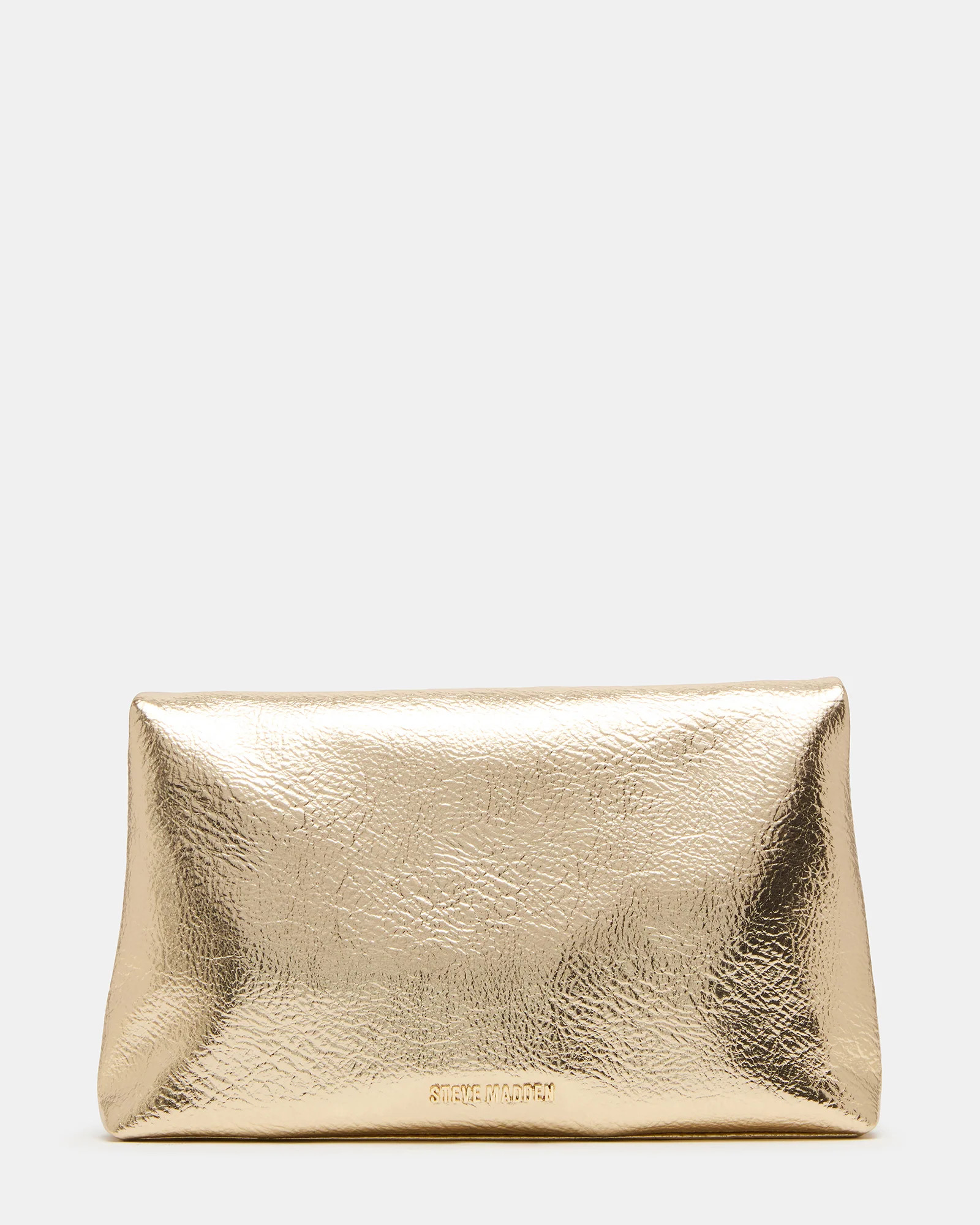 PARTAY Bag Champagne Oversized Crinkle Envelope Logo Clutch Handbag | Steve Madden (US)