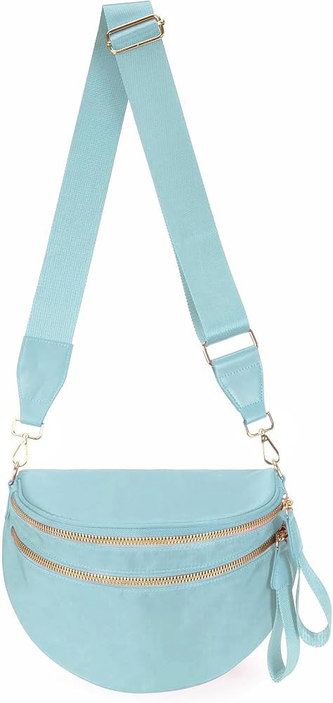 Spacious Nylon Crossbody Bag Bum Bag Handbags Wallets Purses Trendy Shoulder Bag for Women | Amazon (US)