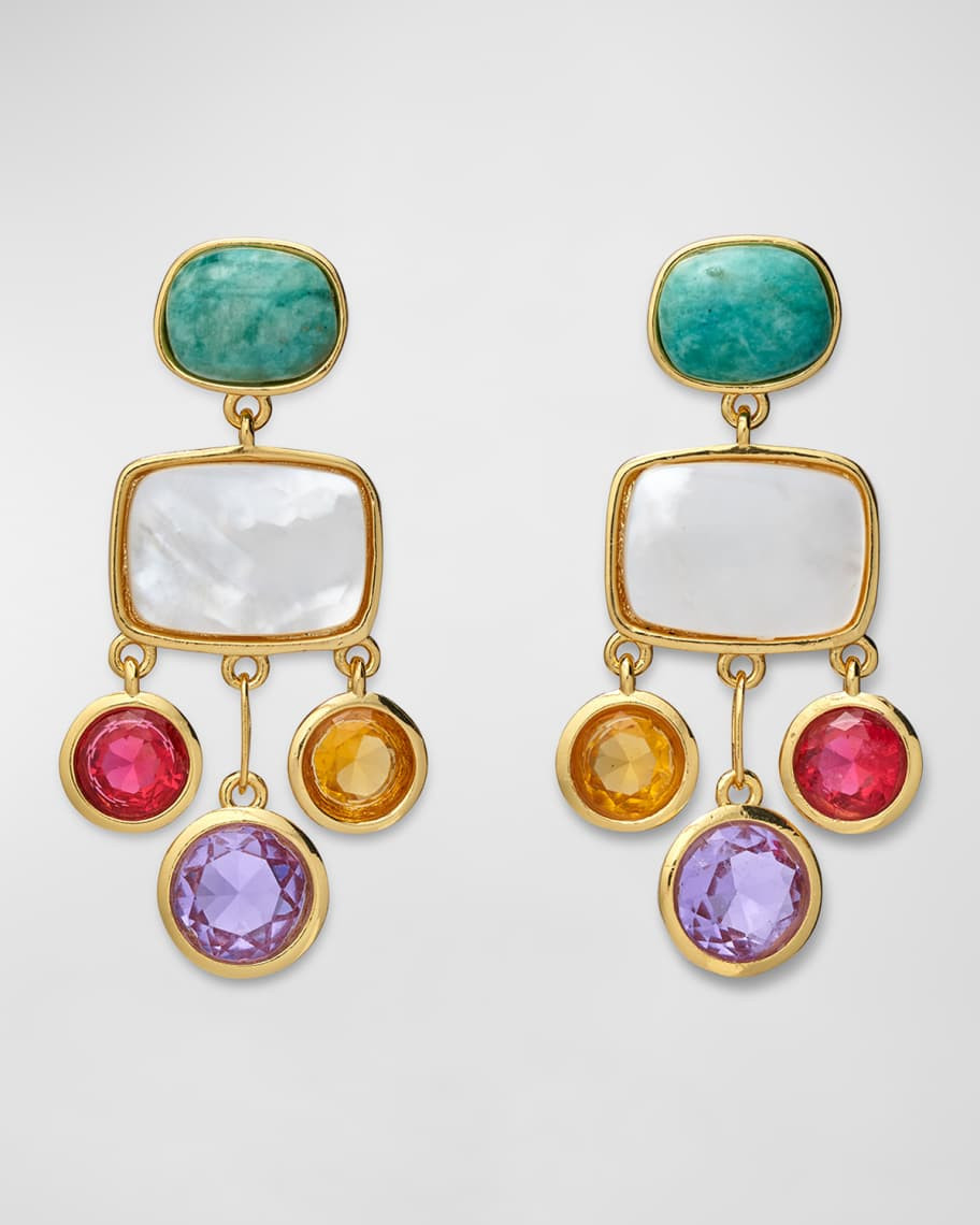 Parade 24K Gold Plated Multi-Stone Chandelier Drop Earrings in Amazonite, Mother-of-Pearl, Pink T... | Neiman Marcus