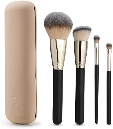 FERYES Large Travel Makeup Brush Holder with 4Pcs Makeup Brushes | Amazon (US)