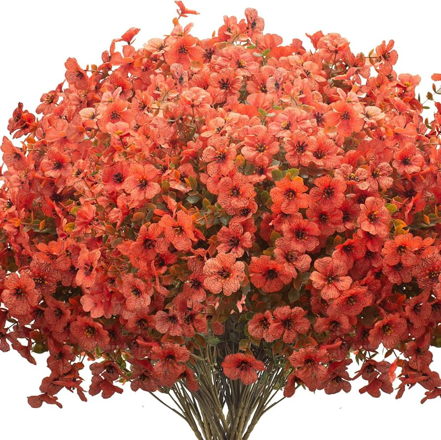 Grunyia Fall Outdoor Artificial Flowers 16 Bundles - UV Resistant Faux Daisy with Eucalyptus Leav... | Amazon (US)