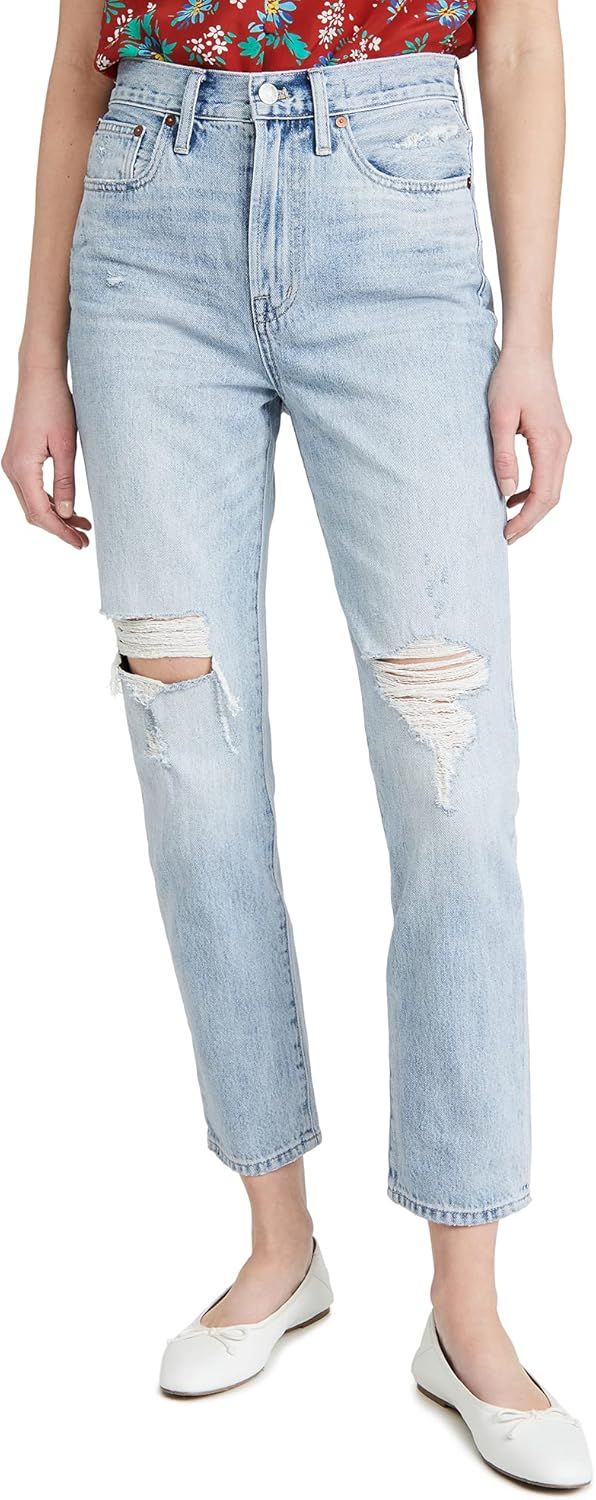 Madewell Women's Classic Straight Jeans in Calabria Wash: Ripped Edition | Amazon (US)