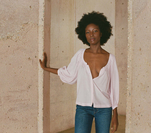 DÃEN Jeanne Top -- Wisteria - Size - Xl Cotton Button Up Feminine Victorian | DOEN