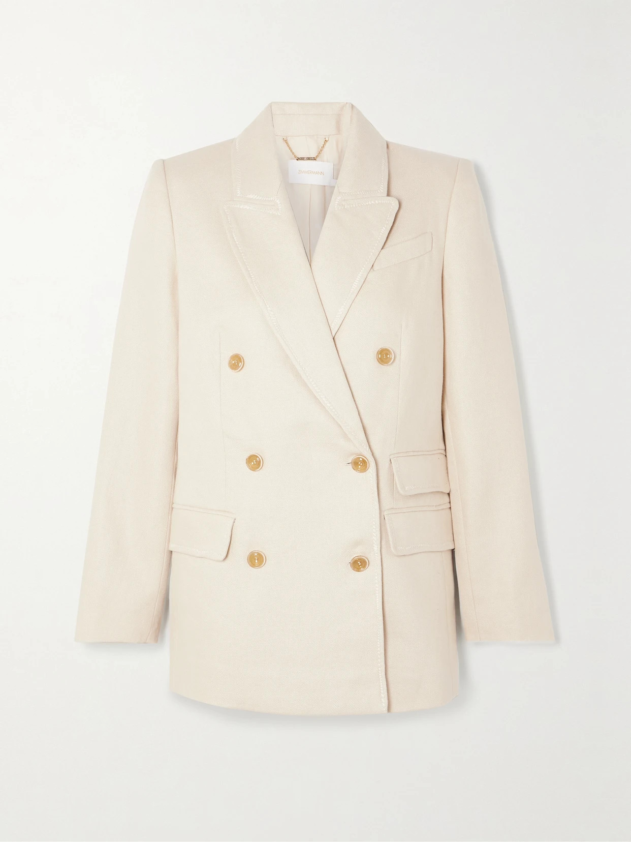 Zimmermann - Matchmaker Double-breasted Whipstitched Linen Blazer - Ivory | NET-A-PORTER (UK & EU)