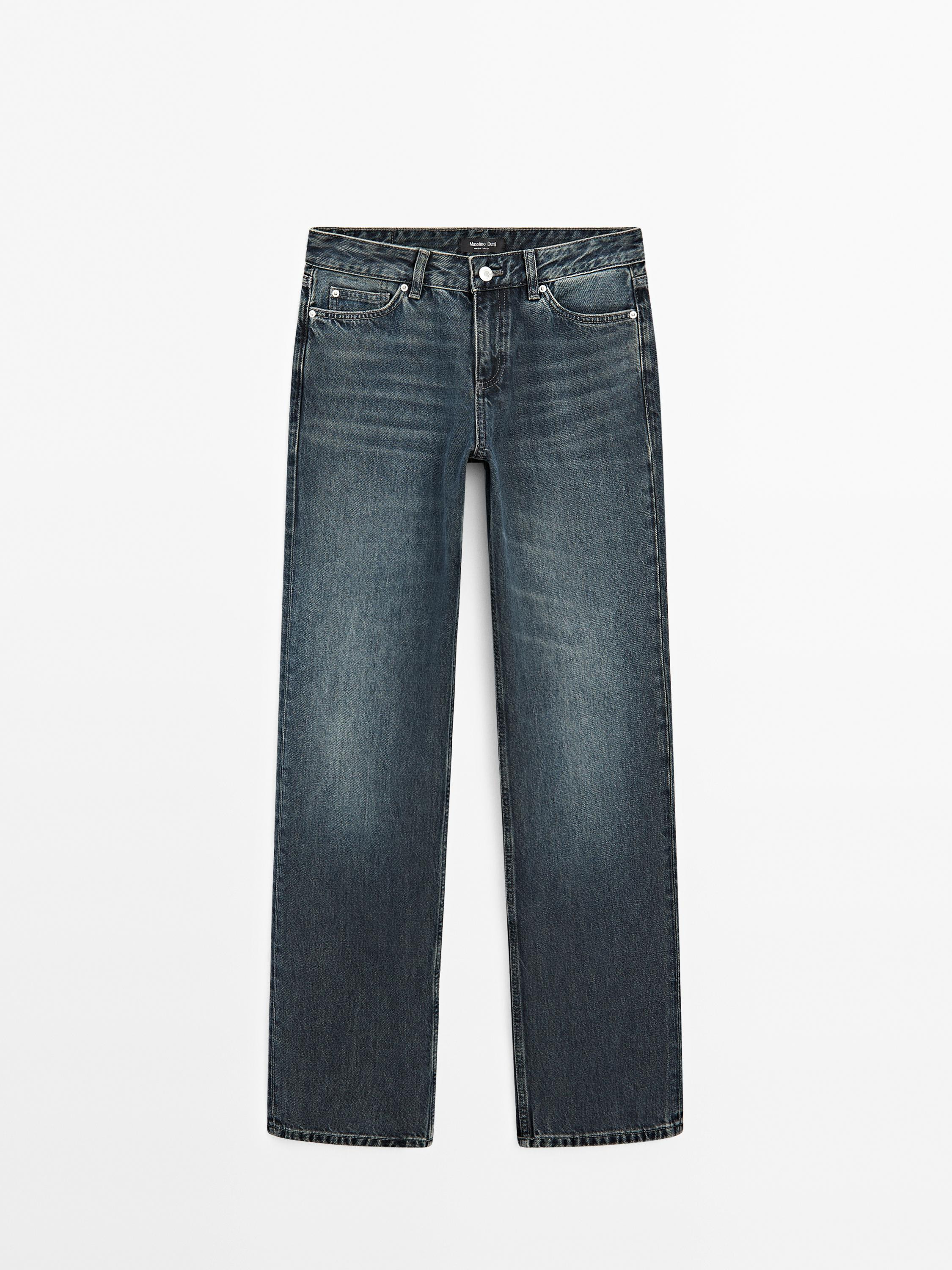Straight-leg low-rise cotton jeans | Massimo Dutti US