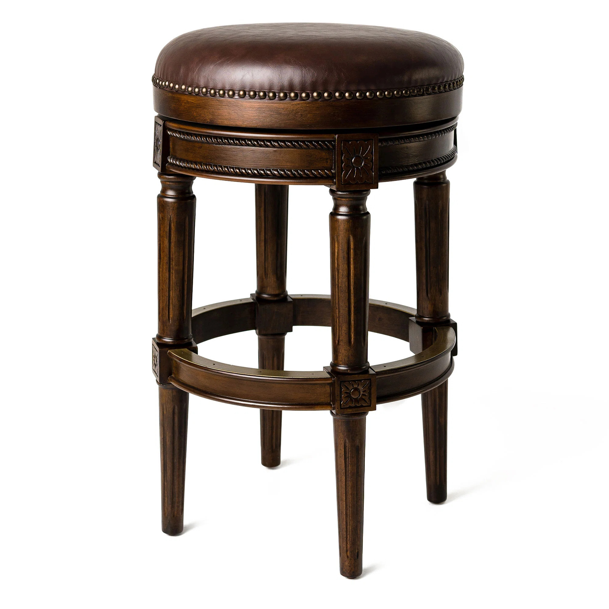 Maven Lane Pullman Backless Swivel Kitchen Stool with Faux Leather Seat | Wayfair North America