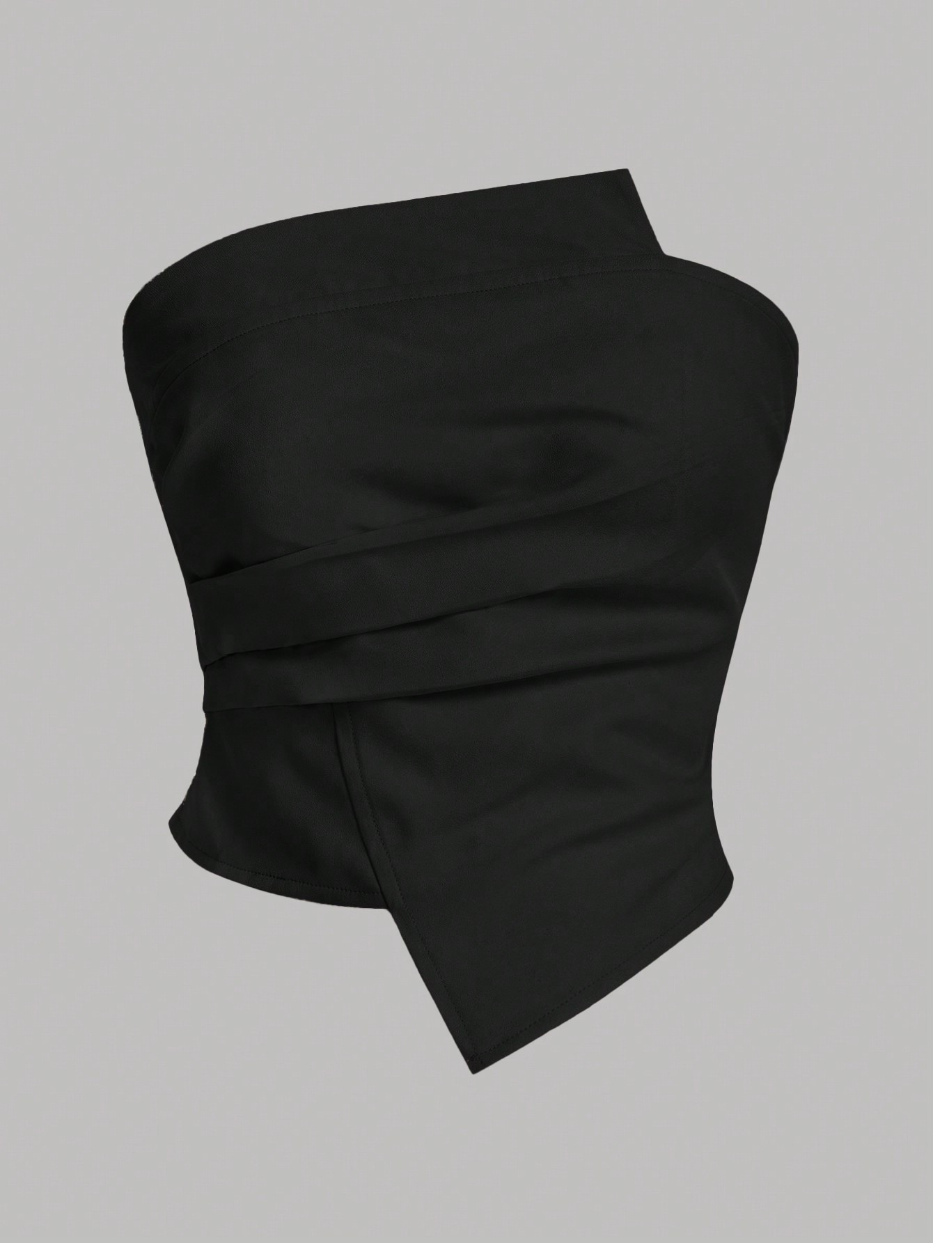 SHEIN Privé Women Solid Ruched Asymmetrical Hem Tube Top | SHEIN