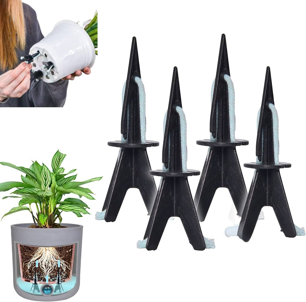 GreenShip 4 Pack Self Watering Planter Insert Watering Spikes, Watering Stakes with Wicking Rope,... | Amazon (US)