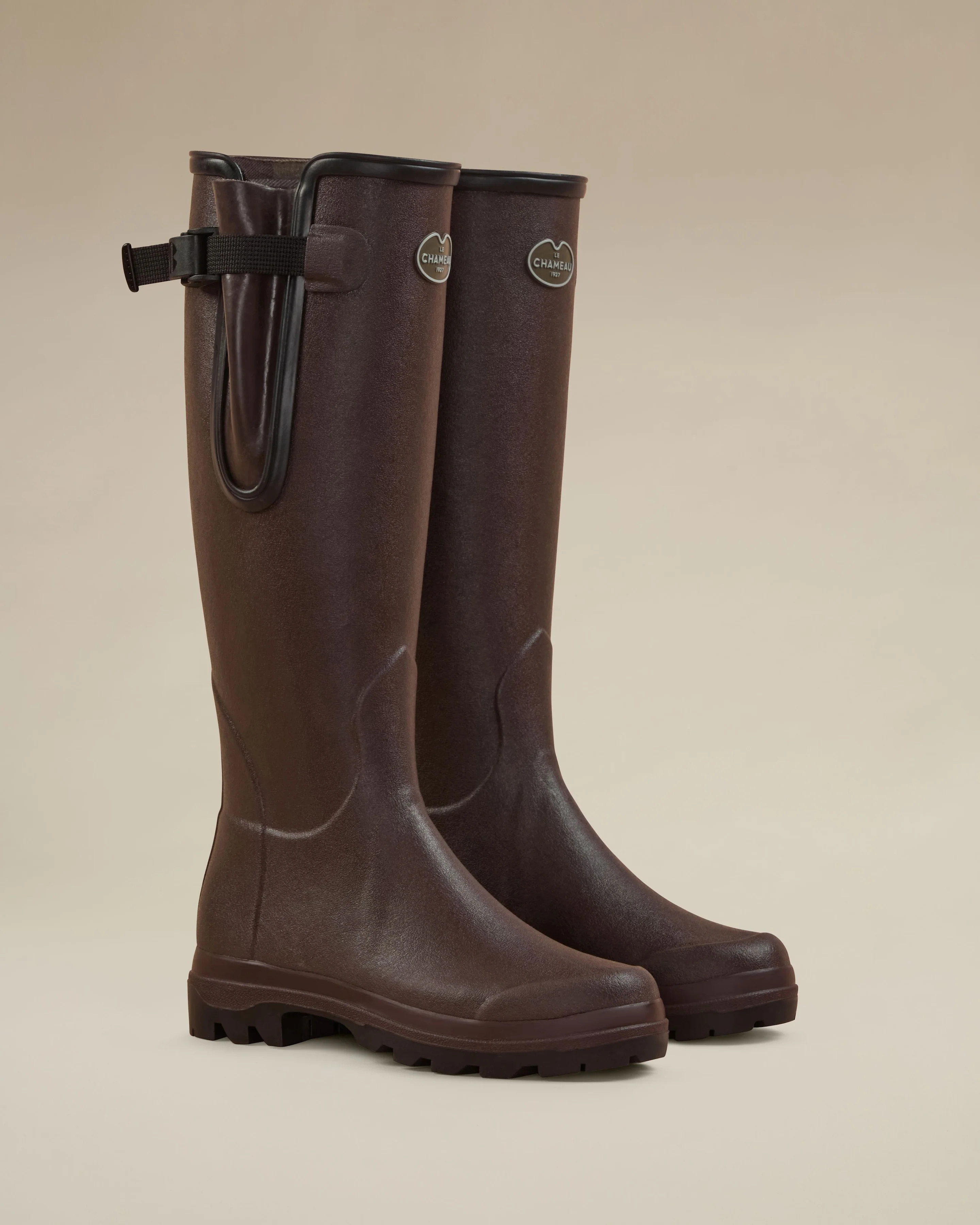 Women's Vierzon Héritage Jersey Lined Wellington Boot Dark Brown | Le Chameau