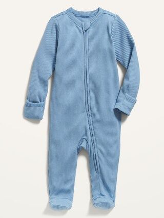 Unisex Sleep &#x26; Play Rib-Knit Footed One-Piece for Baby | Old Navy (US)