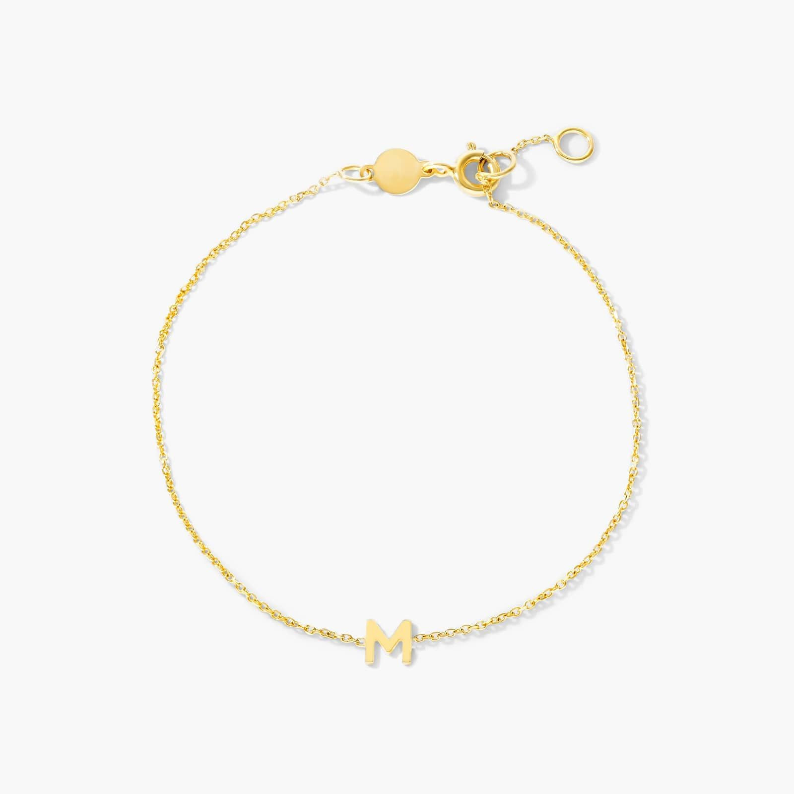 Mini Initial M Bracelet In 14k Yellow Gold | Blue Nile