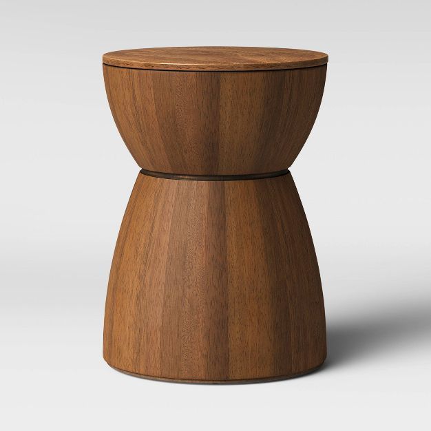 Prisma Round Natural Wood Turned Drum Accent Table Brown - Project 62™ | Target