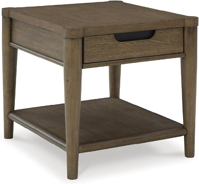 Signature Design by Ashley Mid Century Modern End Table with Drawer, Brown | Amazon (US)
