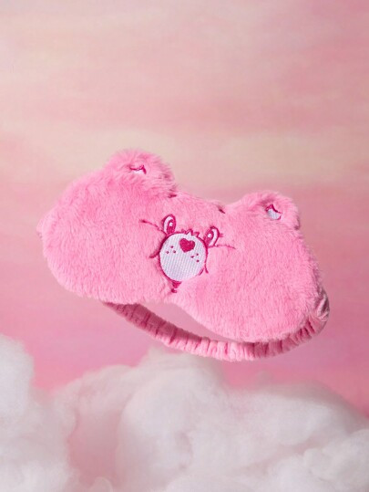 SHEIN X Care Bears Cute Pink Embroidery Detail Plush Eye Mask,Gifts,Vacation | SHEIN