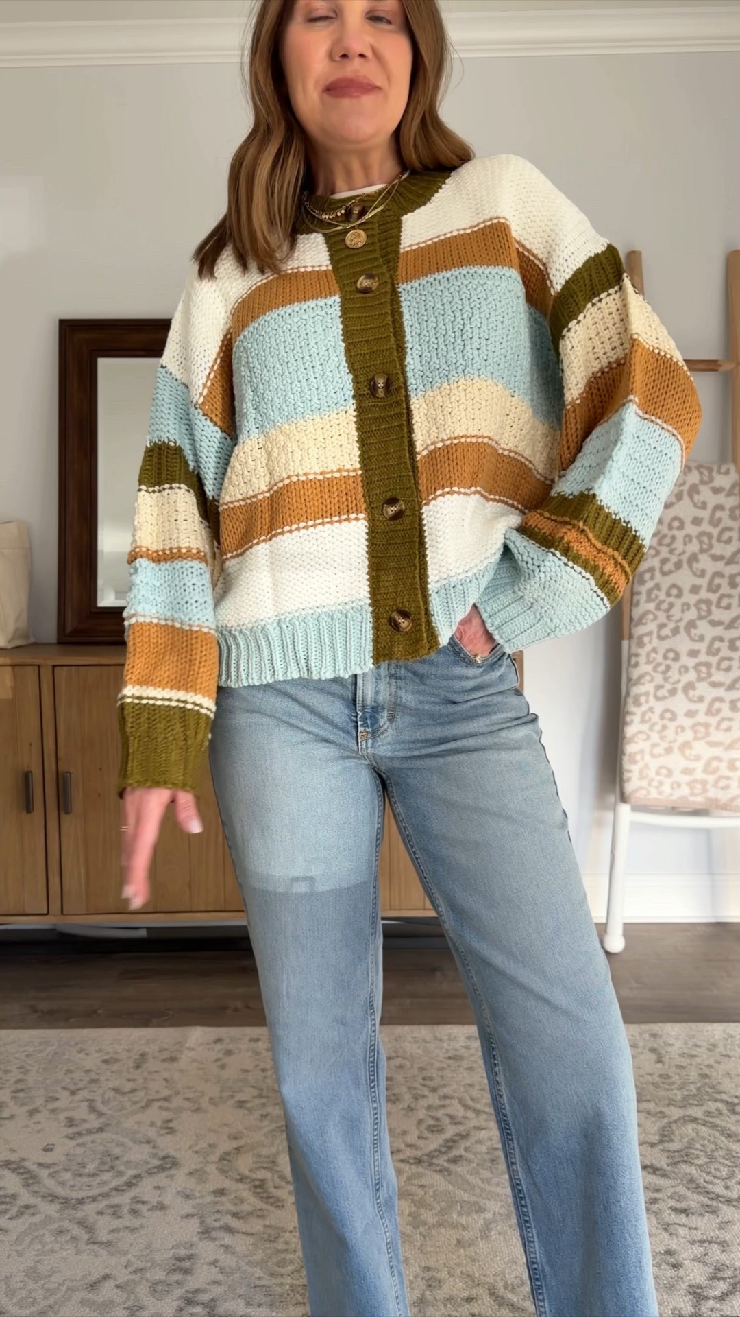I love this chunky FP look for less cardigan! It comes in several color ways. I’m wearing my true size medium and it fits oversized. And these $38 jeans look like a much more expensive pair. Such an trend to cut.

#LTKSaleAlert #LTKSeasonal #LTKootd
