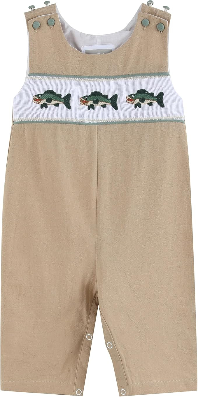 Lil cactus Boys Baby and Toddler Smocked Shortalls | Amazon (US)