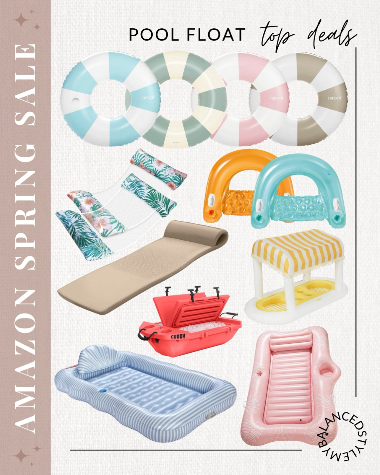 Amazon spring sale pool floats

inflatable pool floats and loungers
oversized floaties and rafts
drink holders and pool cup floats
pool games and floating toys
water hammocks and loungers
poolside storage and organizers
inflatable coolers and drink caddies
kids pool floats and safety gear
luxury pool accessories and decor

#LTKSaleAlert #LTKSwim #LTKSeasonal