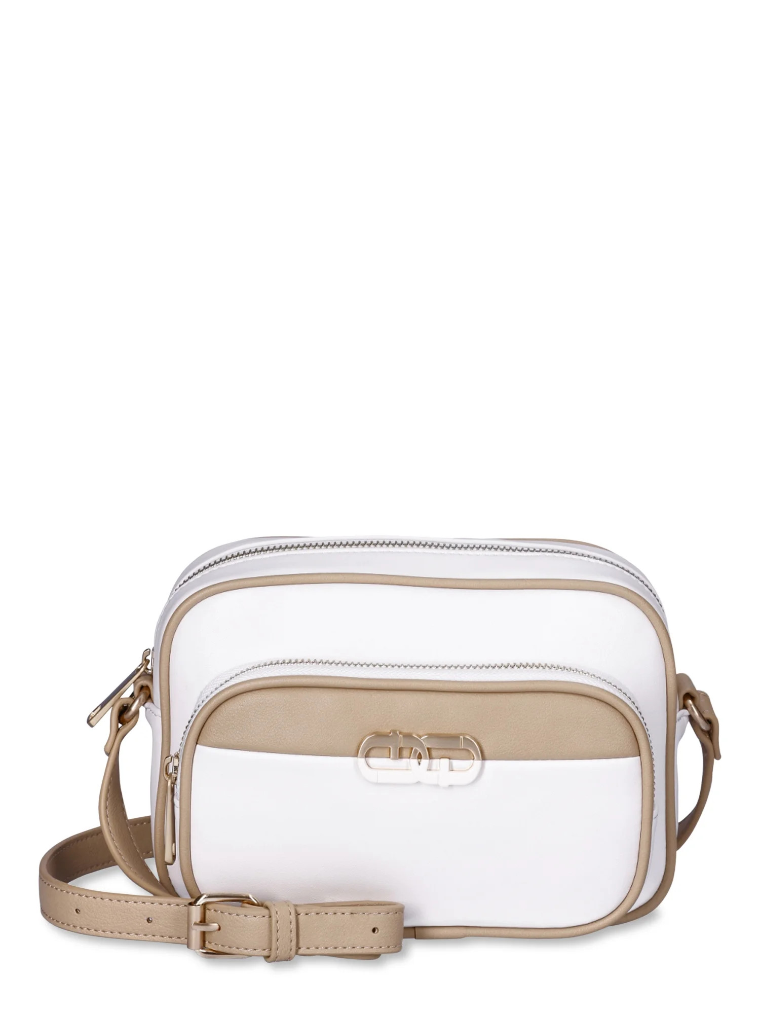 Time and Tru Women's Dorian Camera Crossbody Handbag, Bleached Linen | Walmart (US)
