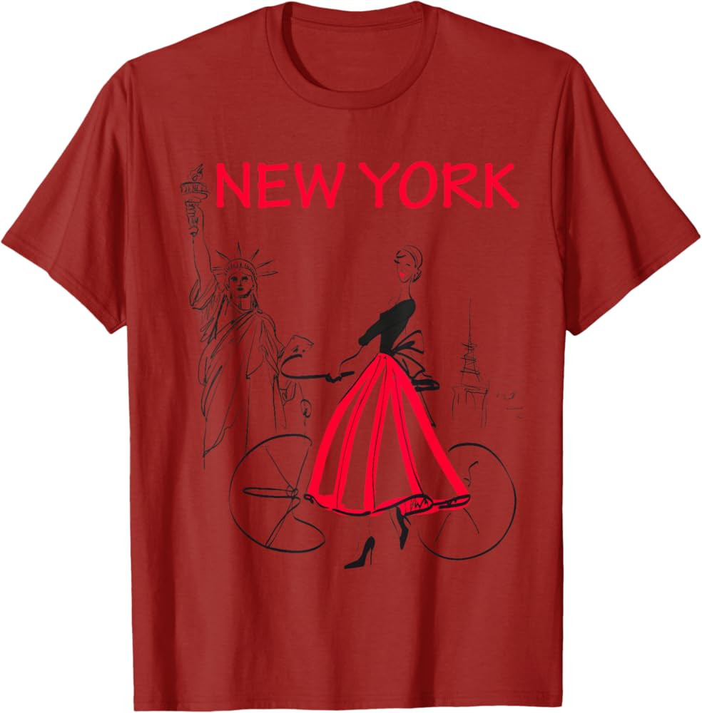 New York T-Shirt Woman - New York Bicycle - 5 Colors T-Shirt | Amazon (US)