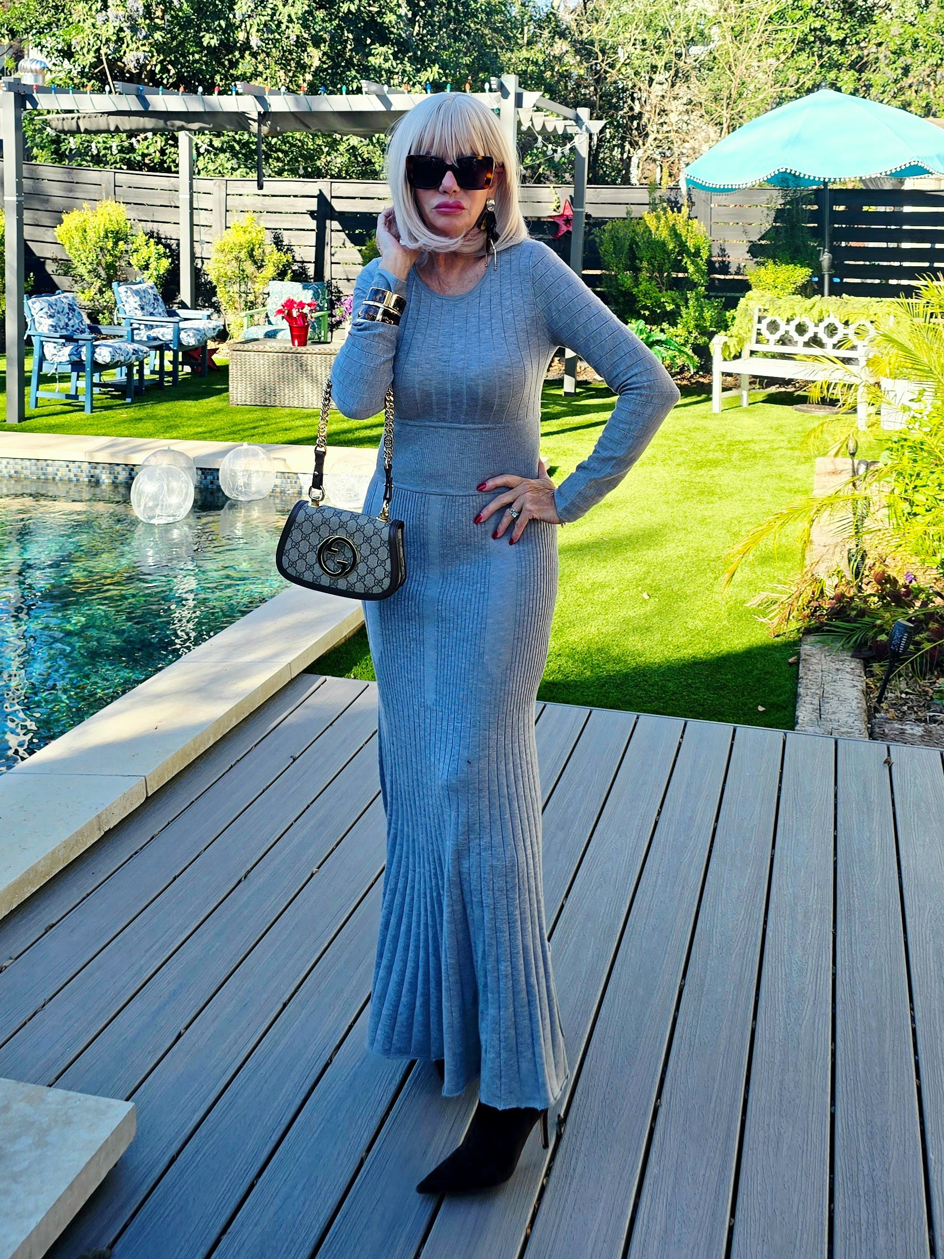 Knit Sweater Dress Gucci Bag Gucci Sunnies Schutz Boots 

#LTKootd #LTKdayinmylife #LTKSeasonal