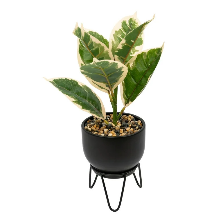 Better Homes & Gardens Artificial Ficus Plant in Black Ceramic Pot with Stand, 13" | Walmart (US)