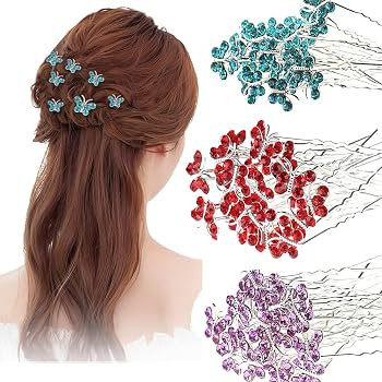 AKOAK 20 Pcs U-shaped Butterfly Rhinestone Hair Clip Crystal Hair Accessories Rhinestone Wedding ... | Amazon (US)