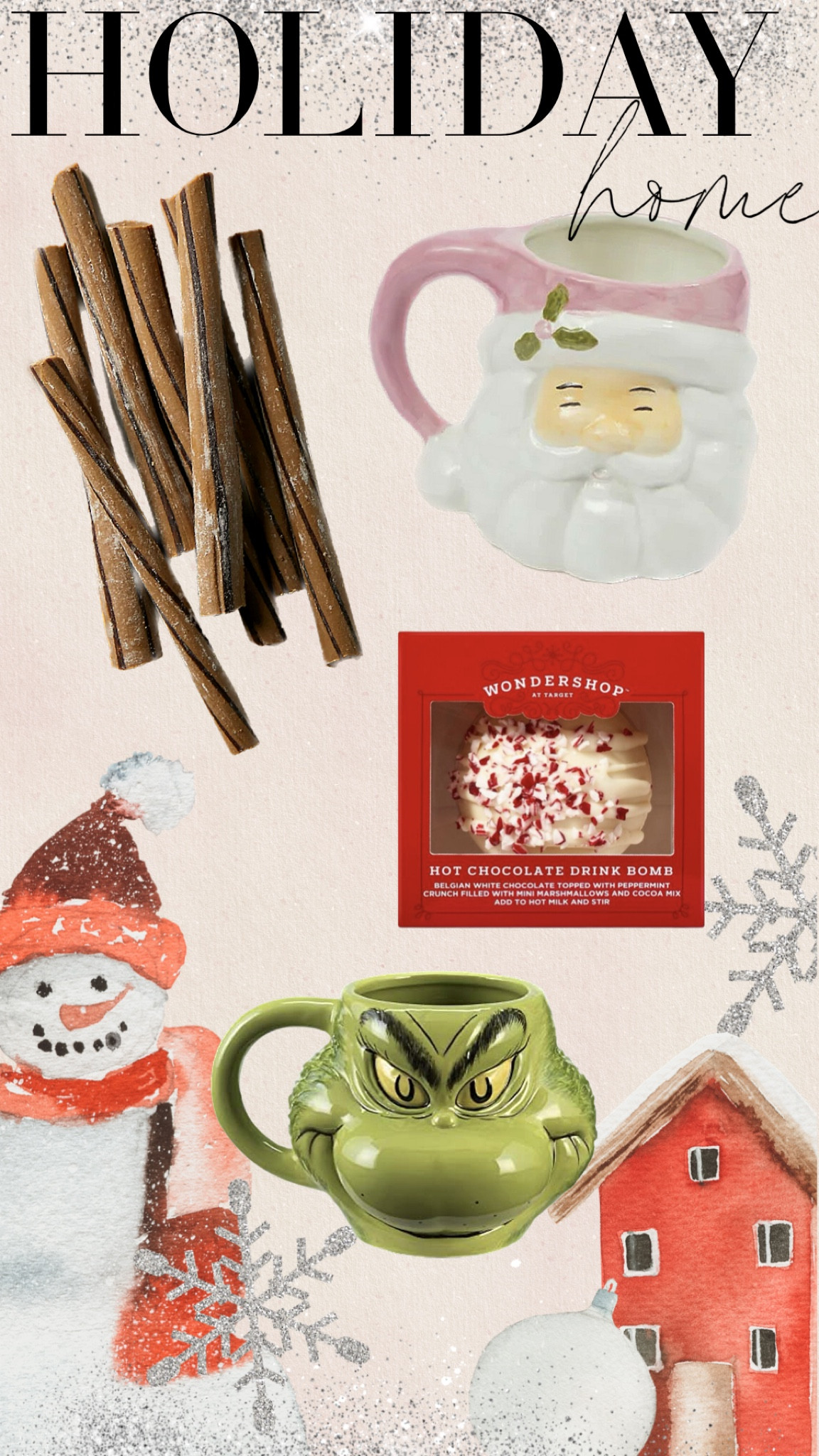 Christmas Kitchen ❤️ Holiday Home
Hot cocoa bombs and chocolate peppermint stirrers 
Christmas Tree Light🎄decor 
Grinch mug
Santa mug
Festive Taper Candle Holder
Cookie Christmas Cutters 

#LTKhome #LTKHoliday #LTKunder50