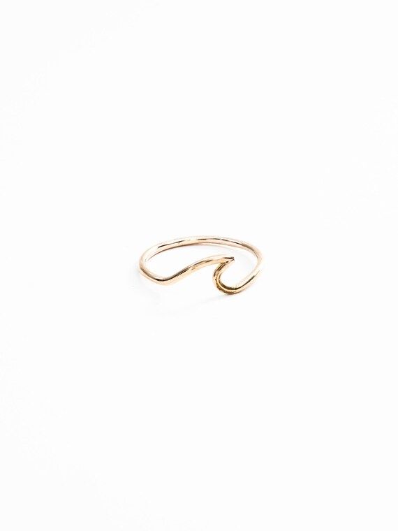 Nalu ring - gold wave ring,thin gold ring,stack ring,stacking ring,graduation gift,knuckle ring,g... | Etsy (US)
