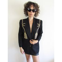 Vintage Black & Gold Blazer 1980S 1990S R M Richards Karen Kwong With Tassels Chain Design Dramatic  | Etsy (US)