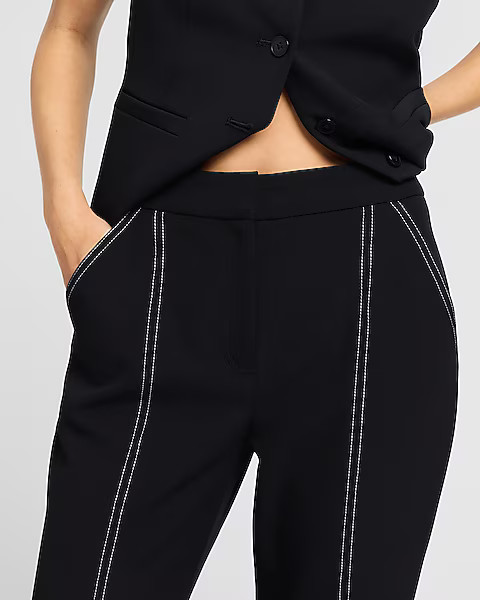 Editor Studio Stretch Twill High Waisted Pintuck Flare Trouser | Express