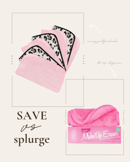 Save vs splurge makeup removing cloths - the OG is a larger size and works great but the save is a pack of 7 for less than the price of one OG with just as great quality! I love using these makeup removing cloths before starting my double cleanse skincare routine. 

#LTKFindsUnder50 #LTKGiftGuide #LTKBeauty